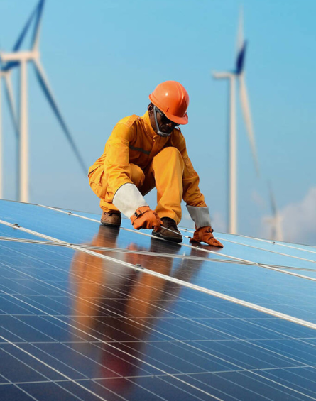 Equipe Azul Solar realizando instalação de painéis fotovoltaicos